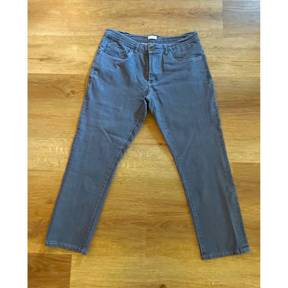 Tom James Men’s Gray Denim Jeans Straight Leg Cotton 5-Pocket Regular Fit